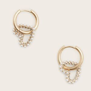 All-Saints Vida Heart Bead Embellished Hoop Earrings